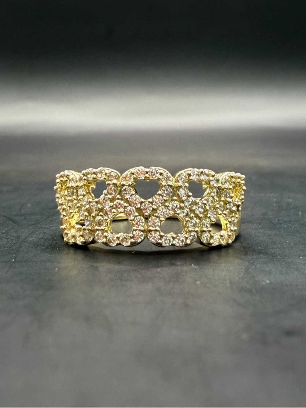 14K SOLID GOLD NEW DOUBLE HEART RING SIZE 7 SHINY CUTE LOVE DAINTY EVERYDAY REAL